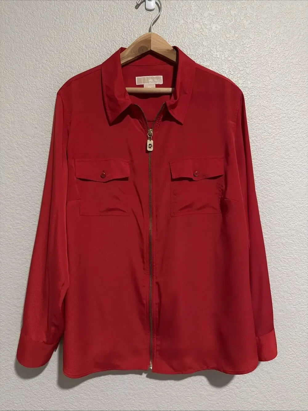 NEW Michael Kors Tunic Top Blouse Modern Luxury Career Red Logo 2X